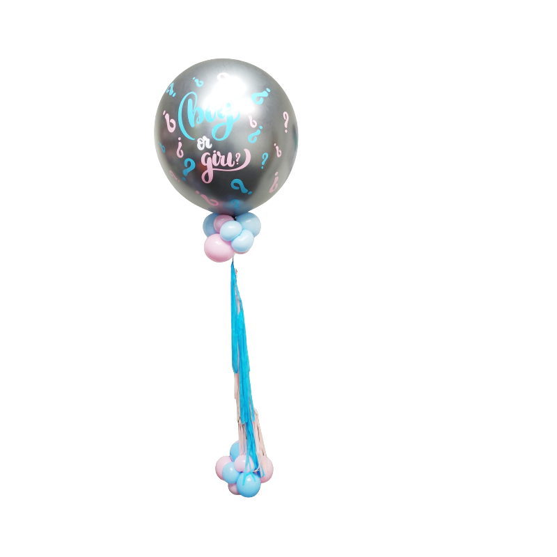 Globo gigante con helio y borlas personalizado para revelación de sexo  - 9