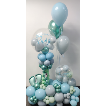 Arreglo de globos de aire y helio con doble globo personalizado  - 1