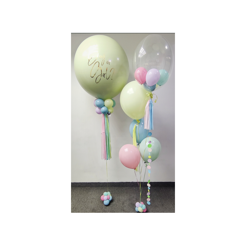 Globo gigante de Revelación de sexo o Gender Reveal + Bouquet de globos de helio personalizado  - 1