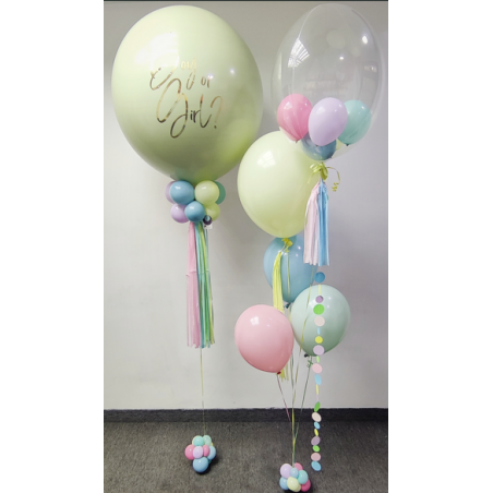 Globo gigante de Revelación de sexo o Gender Reveal + Bouquet de globos de helio personalizado  - 1