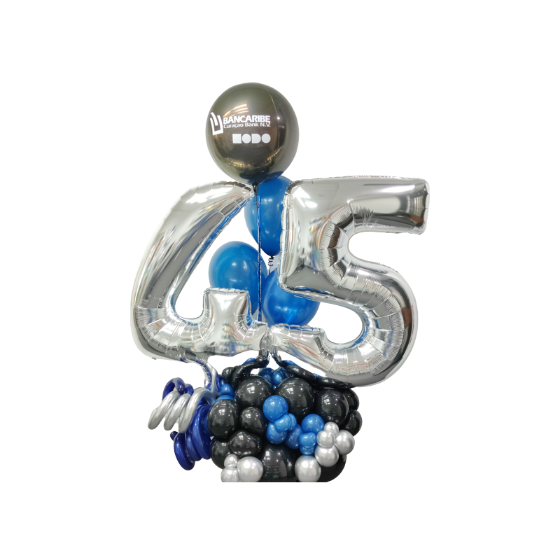 Arreglo de globos de aire y helio con globos de números con globo personalizado  - 1