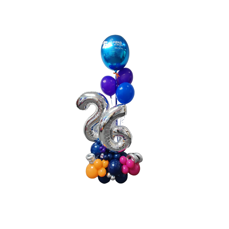 Arreglo de globos de aire y helio con globos de números con globo personalizado  - 2