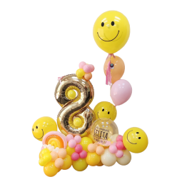 Arreglo de globos caritas felices personalizado  - 1