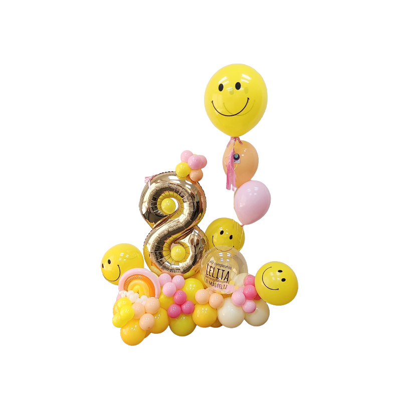 Arreglo de globos caritas felices personalizado  - 1