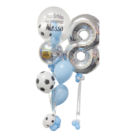 Bouquet de globos de helio personalizados con temática de fútbol  - 1