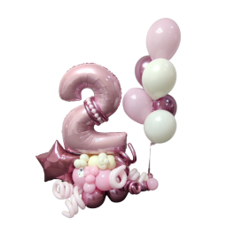 Arreglo de globos con número + Bouquet de globos de helio  - 1