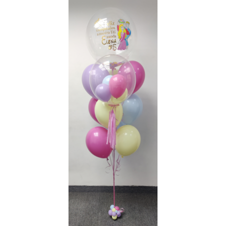 Bouquet de globos de helio con globo personalizado pintado a mano  - 1