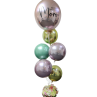 Cesta de flores con gran boquet de globos esféricos metalizados de helio con globo grande personalizado Mapari flores - 6