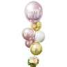 Cesta de flores con gran boquet de globos esféricos metalizados de helio con globo grande personalizado Mapari flores - 7