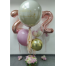 copy of Gran bouquet de globos con globo gigante plastificado personalizado, números + Cesta de flores  - 1