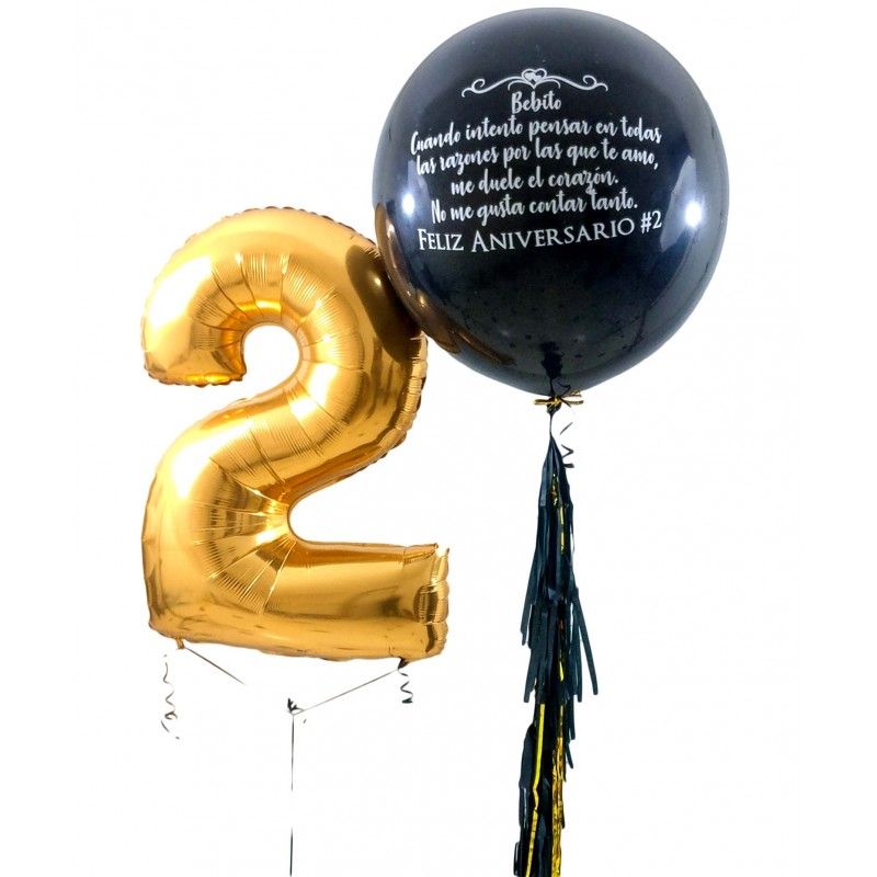 Globo gigante de helio y borlas personalizado y globo en forma de número con helio  - 1