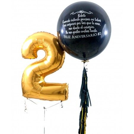 Globo gigante de helio y borlas personalizado y globo en forma de número con helio  - 1