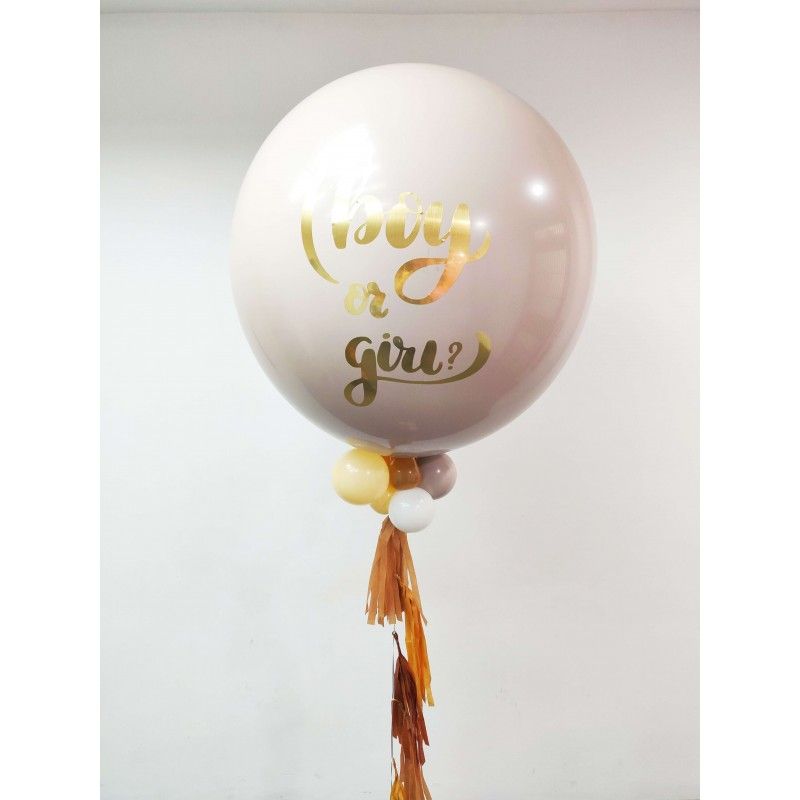 Globo gigante con helio y borlas personalizado para revelación de sexo  - 7