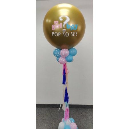 Globo gigante con helio y borlas personalizado para revelación de sexo  - 8